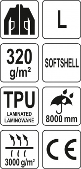 YATO Куртка робоча SOFTSHELL з прикріпн капюшоном YATO розм L, синьо-сіра, 3 кишені, 96% поліес і 4%