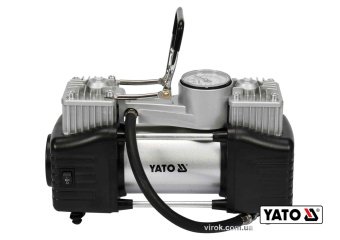 YATO Компресор автомобільний YATO: 12В, 250Вт, тиск- МПа, 60л/хв, шланг- 5м, кабель- 3м + ліхтар LED