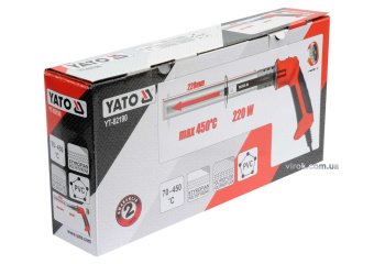 YATO Термоніж до пінопласту ел-мережевий YATO. P=220Вт, з регулятором температури 70-450°С, l=220 мм
