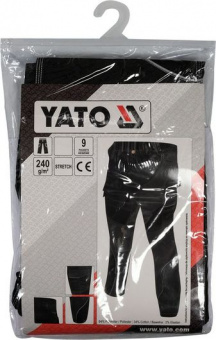 YATO Штани робочі чорні YATO, розм XXL; 9 киш 64%- поліестер, 34%- бавовна, 2%-еластан, відсвічув вс