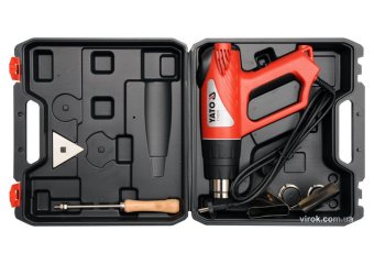 YATO Фен технічний мережевий YATO : P= 2000 Вт 0~550°C, з регулятором темп-ри, 5 t°.реж + 6 аксесуар