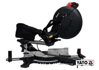 YATO Пила торцьовальна з протяжкою YATO: P=1.8кВт,диск Ø=255/25.4(30.0мм, різ 90°-45° (Дерево/Метал)