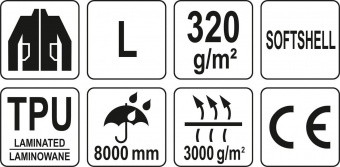 YATO Куртка робоча SOFTSHELL YATO розмір L, чорно-сіра, 3 кишені, 96% поліестер і 4% спандекс  | YT-