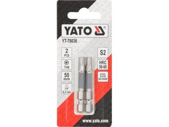 Насадка викруткова YATO TORX T40 х 50 мм. HEX 1/4", покрита нікелем, 2 шт.[10]