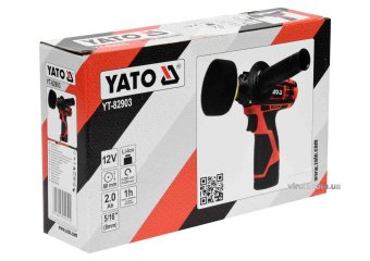 YATO Полірувальна машина акумуляторна YATO: Li-Ion 12В, 2 Агод, 2 режими, диск Ø= 80 мм, шпинд. Ø=8м