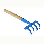 Грабельки фарбовані, деревяна ручка, 500 мм, 4 зуба Україна | 71-043