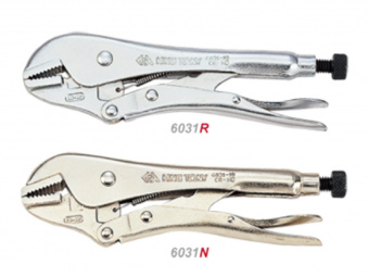 KING TONY Зажим с фиксатором L=185 мм прямой, никель | 6031-07N