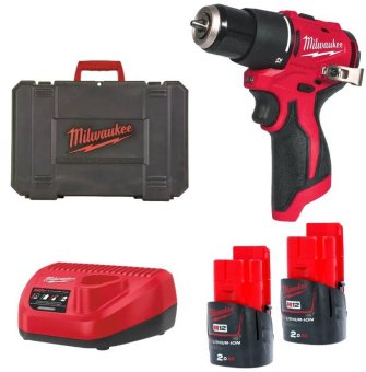 MILWAUKEE Дриль-шуруповерт з ударом акумуляторний безщітковий, M12 BLPDRC-202С, 40Нм (зарядний прист