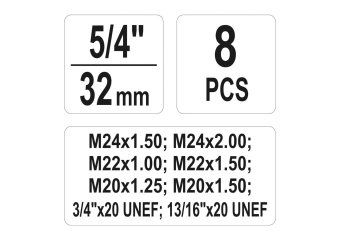 YATO Набір для ремонту різьби YATO : 5/4" (32 мм), 8 шт.  | YT-17695