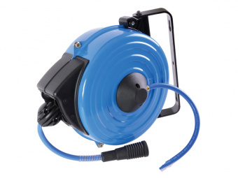 KING TONY Шланг воздушный 15м с быстросъемными фитингами в пластиковом кейсе с автоподмоткой | 79910