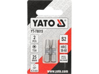 Насадка викруткова YATO TORX T30 х 25 мм. HEX 1/4", покрита нікелем, 2 шт.[10]