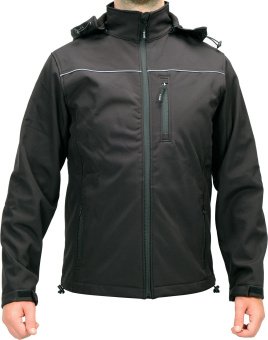 YATO Куртка робоча SOFTSHELL з прикріпн капюшоном YATO розм S, чорна, 3 кишені, 96% поліест і 4% спа