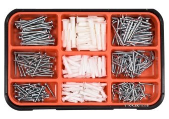 VOREL Шурупи, гаки з різьбою та дюбелі , набір 290 шт.  | 24112