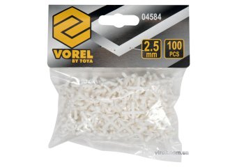 VOREL Хрестики дистанційні багаторазові для плитки : тип U, 2,5 мм. 100 (Уп/Шт.)  | 04584