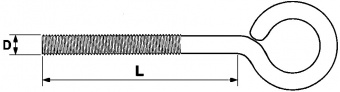 Винт-крюк O с метрической резьбой  6х70 (упаковка 10 шт.)