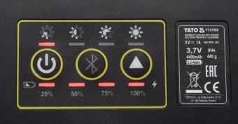 YATO Світильник переносний, світлодіод YATO 3,7 В Li-Ion акумул 2000Лм з 2 динаміками по 15Вт, заряд
