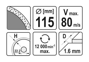 YATO Диск відрізний алмазний по гресу, склу, кераміці YATO Ø=115х1.6х10х22.2 мм,в мокрому режимі  | 
