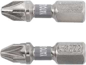 Насадка викруткова YATO PZ2 х 25мм. HEX 1/4", покрита нікелем, 2шт.[10]