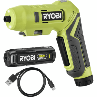 Викрутка акумуляторна RYOBI USB Lithium RSDP4-120G 4В (1акум.х2Аг) 5Нм, 200об/хв