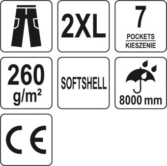 YATO Штани робочі для літнього сезону, чорні YATO, розмір XXL; 7 кишень, 94%- поліестер, 6%-еластан 