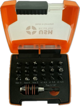 Насадки викруткові USH Industry: з магнітним тримачем, PH, PZ, SL, Torx, HEX, 19 ел