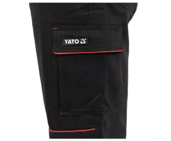 YATO Штани робочі COMFY YATO розмір XL, чорно-червоні, 7 кишень, 100% бавовна  | YT-79244