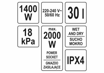 YATO Порохотяг промисловий мережевий YATO : 1400 Вт, збірна ємність- 30 л  | YT-85701