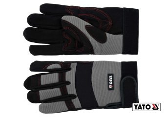 YATO Рукавиці робочі з застібкою-липучкою YATO : штучна шкіра + синтетична тканина, розмір 9  | YT-7