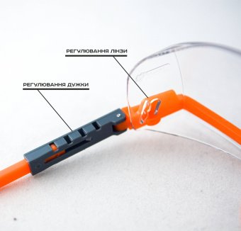 Окуляри захисні VIROK пол.+регул.дуж.плас,прозорі,покрит.від запотівання та подряпин,відкриті(55)