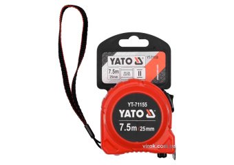 YATO Рулетка YATO: L=7.5мx25мм, з сталевою стрічкою, нейлоновим покриттям, подвійним блокуванням  | 