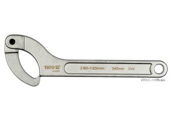 YATO Ключ гаковий з носиком на шарнірі в діапаз. M= 80-120 мм, Хр-Ванад., L= 340 мм