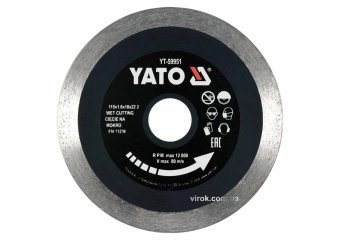 YATO Диск відрізний алмазний по гресу, склу, кераміці YATO Ø=115х1.6х10х22.2 мм,в мокрому режимі  | 