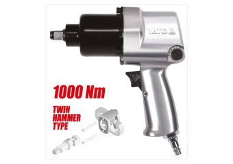 YATO Гайковерт ударний пневматичний YATO : квадрат 1/2", F= 1000 Nm, роб. тиск- 6.3 Bar при 120 л/хв