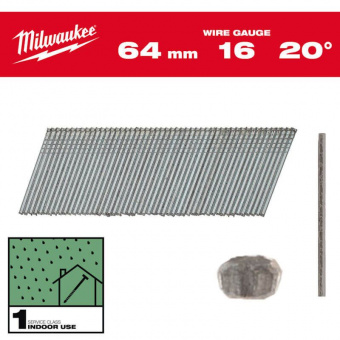 MILWAUKEE Цвяхи 16G, 20°/64мм, (2000шт.) | 4932492586