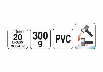 YATO Молоток безінерційний YATO cуцільний, з латунним бойком Ø= 20 мм, m= 300 г, l= 220 мм  | YT-461