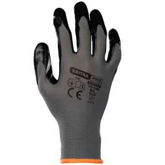 Рукавиці з нітриловим покриттям КВІТКА PRO (12 пар, L) (110-1206-9)