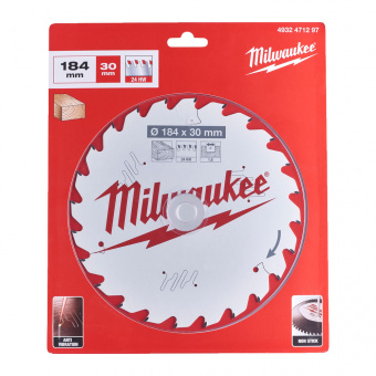MILWAUKEE Диск пиляльний PFTE THIN KERF , Ø184х30х1,6мм, 24 зуб. | 4932471297