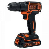 Дриль-шурупокрут акумуляторна BLACK + DECKER, 18В, 0-650 об/хв, 30 Нм, один акумулятор 1.5Ач