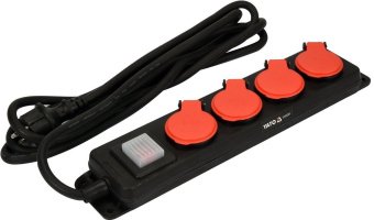 YATO Подовжувач ел.-мережевий YATO: l=3м, колодка з 4 гніздами і вмик, 3-жильний Ø=1,5 мм², з заземл