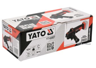 YATO Шліфмашина кутова акумуляторна YATO 18 В, для диска Ø=125 мм (БЕЗ АКУМУЛЯТОРА)  | YT-82827