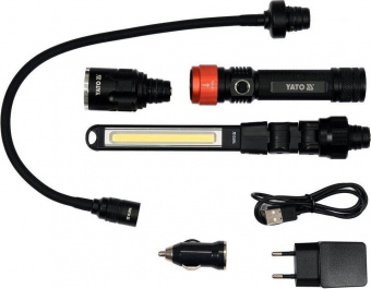YATO Ліхтар з обладунками 3 в 1 YATO для ремонтних робіт з зарядним пристроєм, в футлярі  | YT-08521