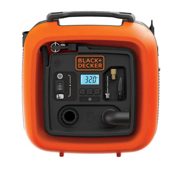Компресор автомобільний BLACK + DECKER, напруга 12 В, максимальний тиск 11 бар, вага 1.8 кг