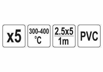 YATO Стержні з ПВХ для зварювання/пайки пластику YATO : 2.5 x 5 мм, L= 1 м, при t= 400°C, 5 шт  | YT