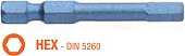USH Насадка викруткова ударна Blue Shock HEX 6 x 50 мм шестигранна подовжена, Уп. 5 шт. | UUSE006347