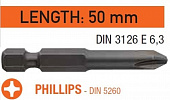 USH Насадка викруткова Industry Phillips PH3 x 50 мм подовжена, Уп. 10 шт. | UUSG0013023