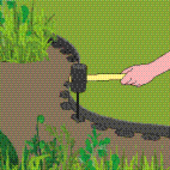 Полоса бар'єрна зі шпильками з HDPE FLO для рослин чорна, b= 40 мм, l= 10 м, 20 шпильок l=180 мм [9]