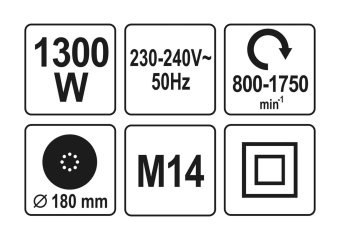 YATO Шліфмашина YATO для штукатурки, бетону та металу з пилозбірником, P=1300 Вт, платформа Ø=180 мм