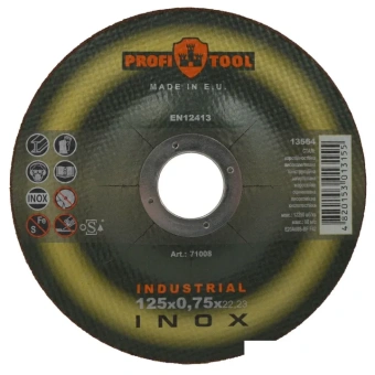 Круг отрезной по металлу PROFITOOL INOX INDUSTRIAL 125х0.75х22.2мм, E20A60S-BF, F42, 12250 об/мин