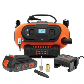 Компресор автомобільний акумуляторний BLACK + DECKER, Li-Ion, 18 В, вага 2 кг, без акумулятора
