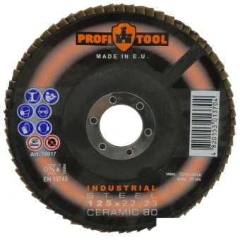 Круг шлифовальный лепестковый PROFITOOL INDUSTRIAL 125x22.23 мм, CERAMIC 80